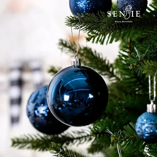 Miniatura 7 de Senjie Adornos de Navidad inastillables azul noche, juego de 32 piezas, estilo tradicional, material plástico, Navidad y ocasión de boda