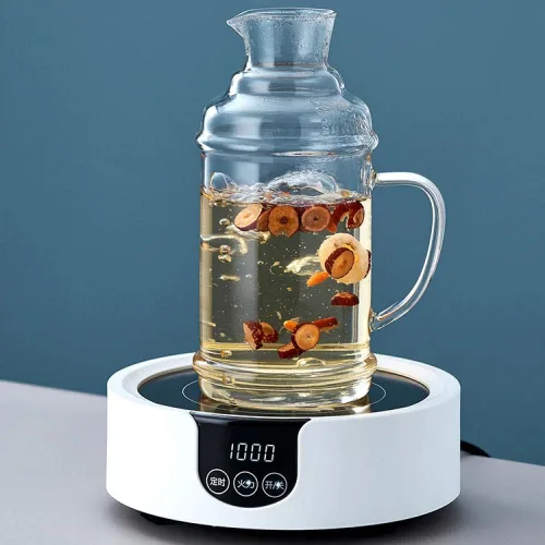 Miniatura 5 de Sizikato Jarra de agua clásica de vidrio ámbar de 36 onzas con vaso de cristal.