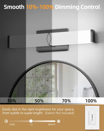 Miniatura 3 de Lámparas de baño sobre espejo, luces modernas de tocador de 16 pulgadas para baño, barra de luz LED regulable de 20 W, 2000 lm, accesorios de Negro