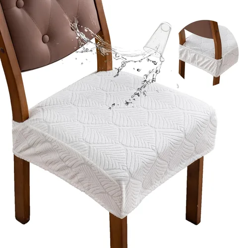 Miniatura 19 de Fundas de asiento para silla de comedor, extraíbles y lavables, juego de 2, fundas de cojín de asiento de silla de jacquard, protectores