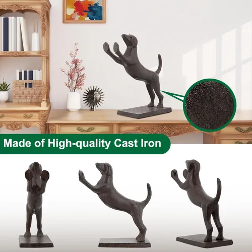 Miniatura 4 de Sujetalibros decorativos para perros, extremos únicos de hierro fundido con forma de animal para guardar libros resistentes, para decoración
