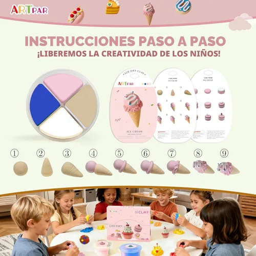 Miniatura 3 de ARTPAR Plastilina de Secado al Aire para Niños, Kit de Arcilla para Modelar, Set de Escultura Model Magic, Ultra Ligera y Suave, Segura No Pegajosa