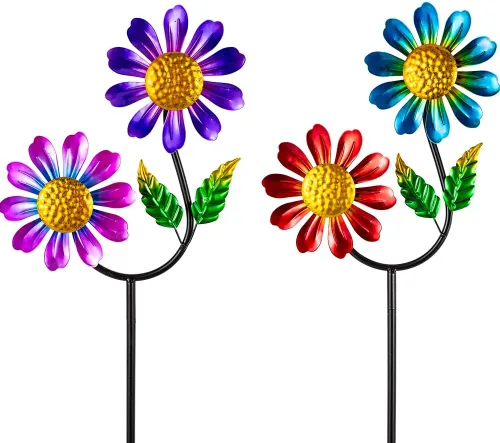 Miniatura 11 de Viveta Molinillo de viento para exteriores, escultura de viento decorativa con estaca resistente, molinetes rosas para patio y jardín