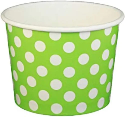 Miniatura 12 de Worlds Copas de papel para helado de papel con lunares, tazas de yogur de 12 onzas, mezcla de 50