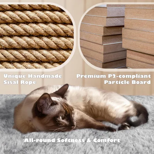 Miniatura 7 de Yaheetech - Torre de árbol para gatos de 54 pulgadas, con postes para arañar, condominios dobles y bolas colgantes, para gatitos, casa