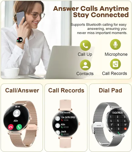 Miniatura 3 de Relojes inteligentes para mujer con llamadas/respuesta: reloj inteligente AMOLED de 1.43 pulgadas con pantalla táctil para teléfono Android