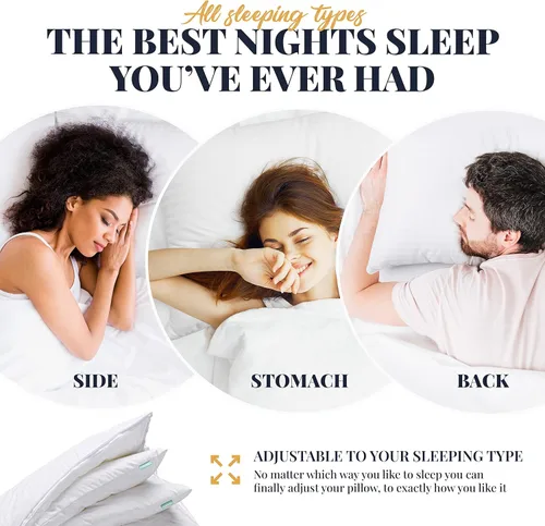 Miniatura 3 de EverSnug Juego de 2 almohadas de lujo de capa ajustable para dormir de lado, delanteros y traseros, almohadas refrescantes de hotel con 3 capas