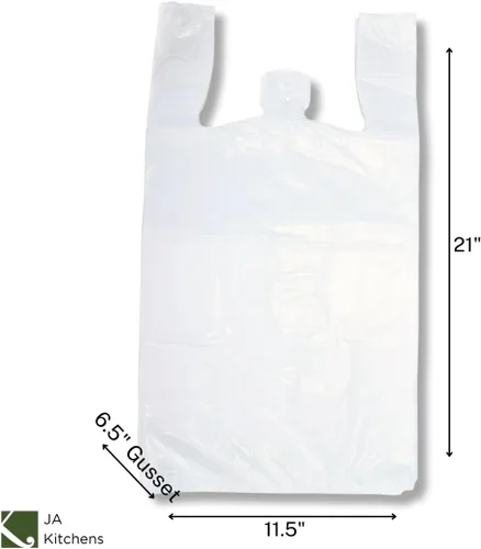 Miniatura 2 de 200 bolsas grandes de plástico para comestibles en forma de camiseta - Blancas lisas 12 x 6 x 21 pulgadas