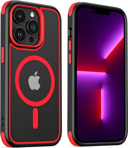 Miniatura 27 de Mobnano Funda para iPhone 13 Pro, compatible con MagSafe, funda transparente con anillo magnético, diseño multicolor protector a prueba de golpes