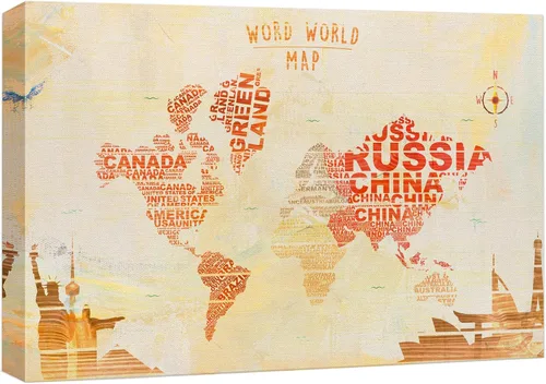 Miniatura 21 de wall26 Lienzo impreso para pared, panel de madera, bandera de Estados Unidos, historia educativa y escolar, arte moderno, nacional, clásico