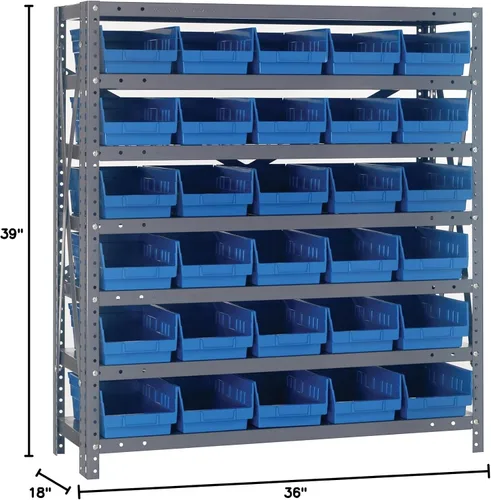 Miniatura 484 de Quantum QSBU-245BK Heavy Duty Shelving Unit with (7) Shelves and (24) QUS245 Black Bins for Garage Warehouse Storage Distribution 400 lb Load