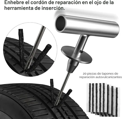 Miniatura 5 de Juego de reparación de neumáticos planos Autown con tapones, 31 piezas para reparación de pinchazos de neumáticos planos de coche, motocicleta, ATV
