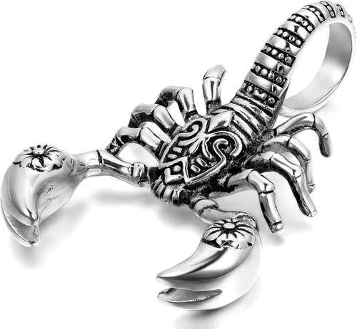 OIDEA Men's Large Heavy Gothic Scorpion Pendant Necklace - Stainless Steel Necklace for Men, Punk Rock Biker Halloween Cosplay Costume Jewelry Gift,