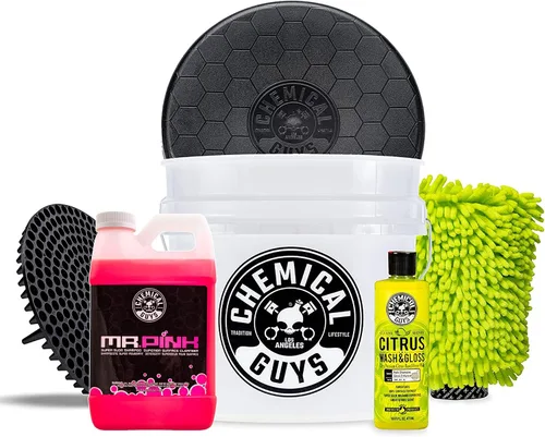 Miniatura 8 de Chemical Guys Mr. Pink - Kit de jabón de lavado de coche y guante de chenilla, champú automático de alta espuma de 16 onzas con guante de microfibra