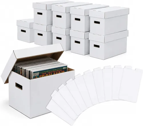 Miniatura 9 de PIT66 Paquete de 3 cajas de cómics de almacenamiento de cómics con capacidad para 150-175 cómics plegables y apilables, caja corta de cómics a