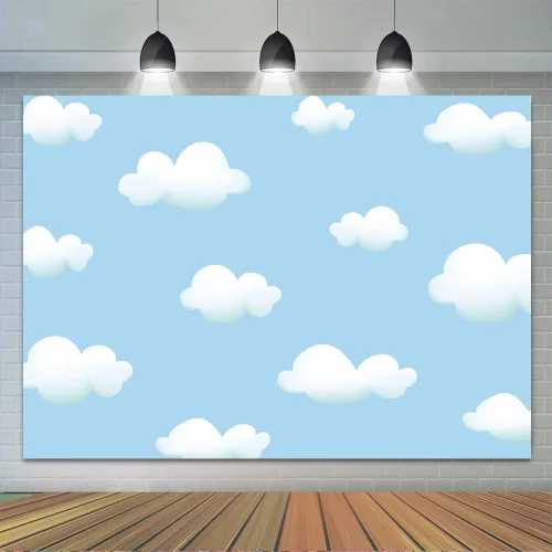 Miniatura 4 de Qian Telón de fondo de nube blanca con cielo azul para fotografía, decoración de fiesta de cumpleaños de niños, niñas, baby shower, fondo