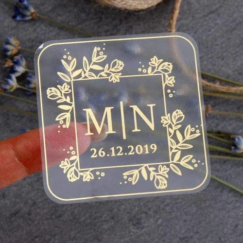 Miniatura 2 de Calcomanías de boda con monograma personalizadas, etiquetas cuadradas de iniciales personalizadas para invitaciones, sellos de sobre, recuerdos