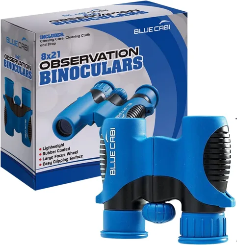 Binoculares para niños de 8 x 21 pulgadas, compactos, duraderos y ligeros con aumento de hasta 8 veces, con revestimiento de goma y textura
