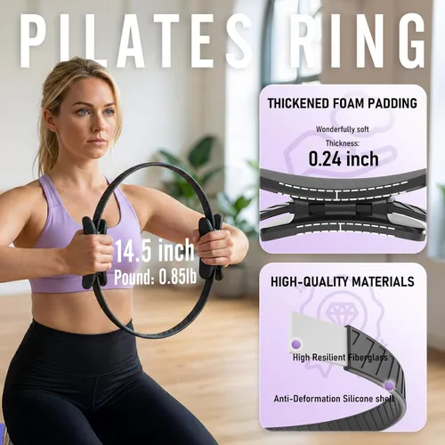 Miniatura 3 de JKSHMYT Anillo de pilates para mujer, equipo de pilates – 14.5 pulgadas ejercicio mágico en casa, Better me Pilates Essentials Starter Set