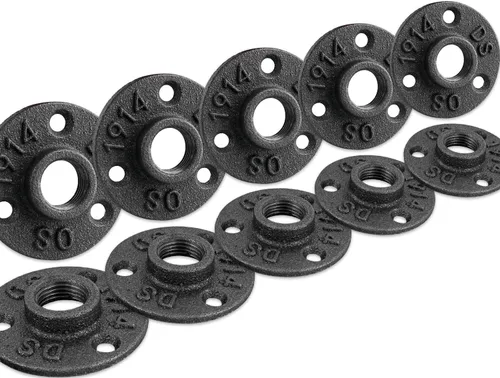 Brida de piso de 1/2 pulgada, accesorios de tubería de hierro maleable para estilo vintage industrial, bridas con orificio roscado para decoración