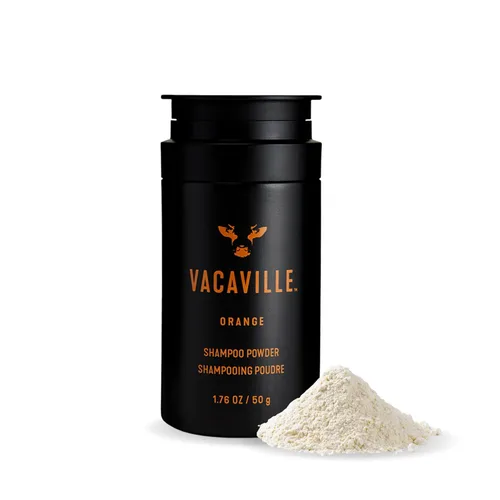 Vacaville Beauty Powder Shampoo for Hair Growth, Orange Scented | Waterless, Eco Friendly & Travel Shampoo | Natural Vegan Formula for Thinning Hair