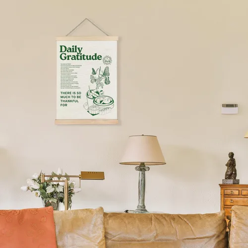 Miniatura 3 de LUVADIAN Póster retro para estética de habitación, marco inspirador para colgar pósteres de gratitud diaria, decoración de pared retro