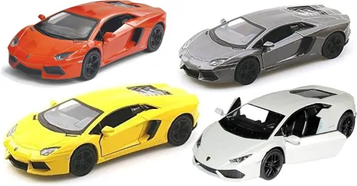 KiNSMART Lamborghini Aventador LP700-4 1:38 escala de 5 pulgadas, modelo de metal fundido a presión Super Car Toy (4 unidades)