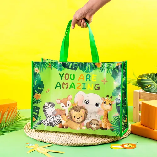 Miniatura 4 de Loveinside Bolsas grandes de regalo recicladas con asas, bolsa de regalo reutilizable para fiestas de cumpleaños para niños, bolsa de compras – 16 x