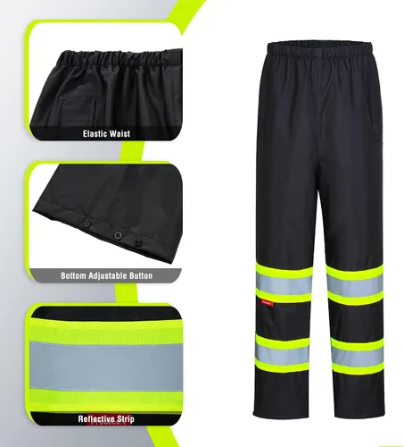 Miniatura 4 de ProtectX Ropa de lluvia impermeable de alta visibilidad para hombres y mujeres, chaqueta reflectante de seguridad y pantalón de alta visibilidad