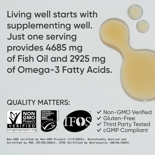 Miniatura 4 de Sports Research® Aceite de Pescado Omega-3, Botella de Vidrio de 8 oz - 4685mg de Aceite de Pescado de Abadejo de Alaska Capturado Silvestre por