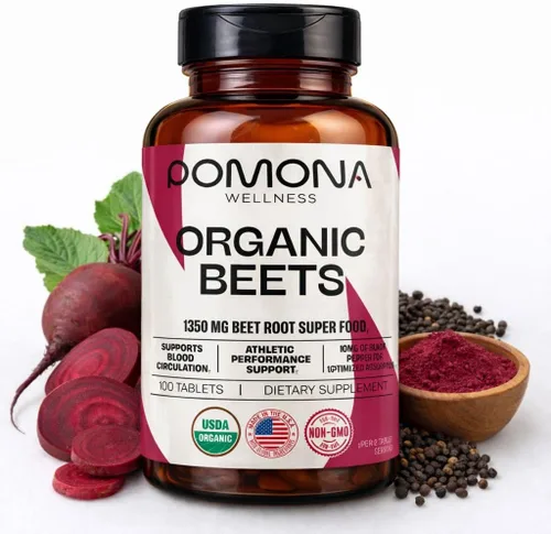 Miniatura 8 de Pomona Wellness Cápsulas de suplemento de remolacha de 1350 mg, apoya la presión arterial, la salud cardíaca, la circulación, la energía