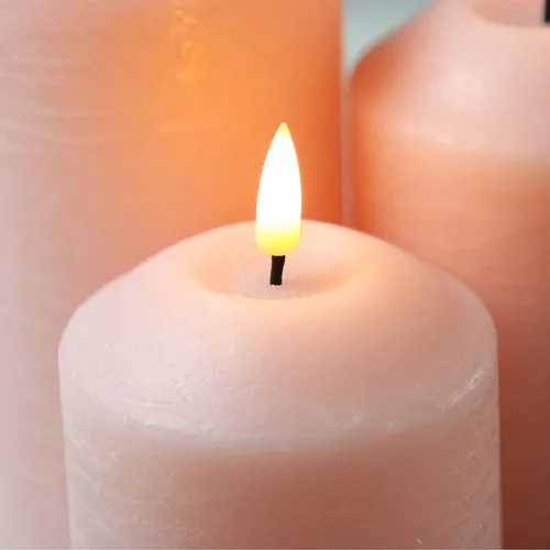 Miniatura 7 de Eywamage Velas de pilar sin llama rosa con control remoto, velas LED parpadeantes de cera a pilas, juego de 3