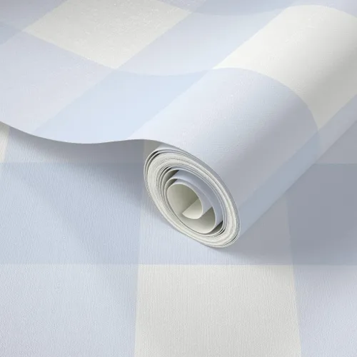 Miniatura 2 de Spoonflower Despegar y pegar papel tapiz Swatch - Azul Gingham grande Check Inch Niños Decoración del hogar Blanco Papel pintado extraíble