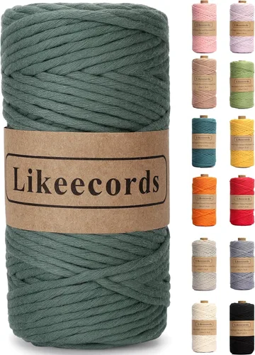Miniatura 27 de Likeecords - Cuerda de macramé de 4 mm de un solo hilo, 80 m de cuerda de macramé colorida, cuerda de algodón para macramé, cuerda de algodón