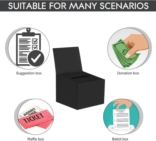 Miniatura 3 de Paquete de 30 cajas de sugerencias para rifas con ranura, cajas de cartón de 6.5 x 4.5 x 4.5 pulgadas con ranura para boletos y cabecera extraíble