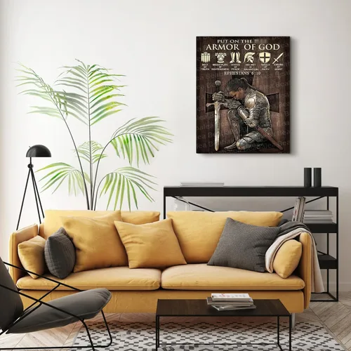 Miniatura 2 de Lienzo cristiano para pared, diseño de mujer guerrera de Dios, armadura de Dios, versículos bíblicos, pintura impresa en lienzo, decoración