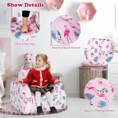 Miniatura 6 de HONEY JOY Sofá para niños, sofá plegable convertible 3 en 1 para niños y cómoda silla tumbona abierta para jugar, sofá plegable de espuma, regalo