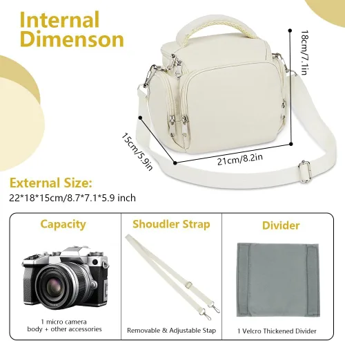 Miniatura 2 de Ainiv Bolsa para Cámara DSLR, Resistente al Agua Anti-Golpes Funda para Cámara SLR, Correa de Hombro Grande y Ajustable Mochila para Cámara, Mochila