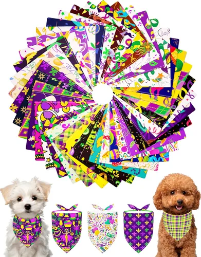 Miniatura 13 de PET SHOW 50 Pack Bandanas Navideñas para Perros Grandes XL Lavables Feliz Año Nuevo Bandanas en Triángulo a Granel Baberos para Perros Medianos