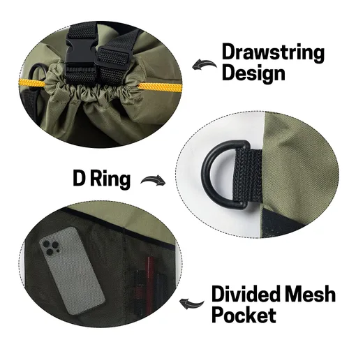 Miniatura 5 de GNEGNI 2 botes de basura para automóvil, bolsa de basura colgante para automóvil con forro impermeable a prueba de fugas Verde militar