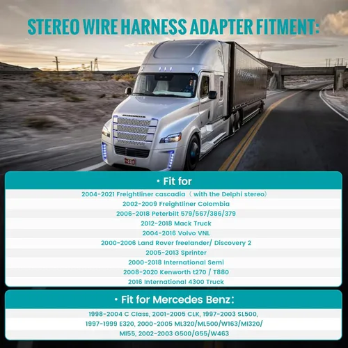 Miniatura 3 de NuIth Adaptador de arnés de cable estéreo macho y hembra de 16 pines para Freightliner 04-21, Volvo 04-16, Peterbilt 06-18, Kenworth 08-20, conector