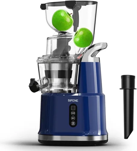 SiFENE Máquina exprimidora de prensa en frío, boca grande, apertura de 3.268 in, exprimidor de masticación lenta entera, fácil de limpiar, para jugo