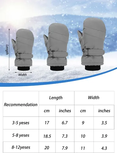 Miniatura 3 de SATINIOR 2 pares de guantes de nieve para niños, impermeables, guantes de esquí de invierno cálidos y gruesos para niñas y niños