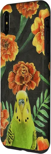 Miniatura 2 de iPhone XS Max Parakeet Budgie Orange Yellow Marigolds Flower Pattern Case