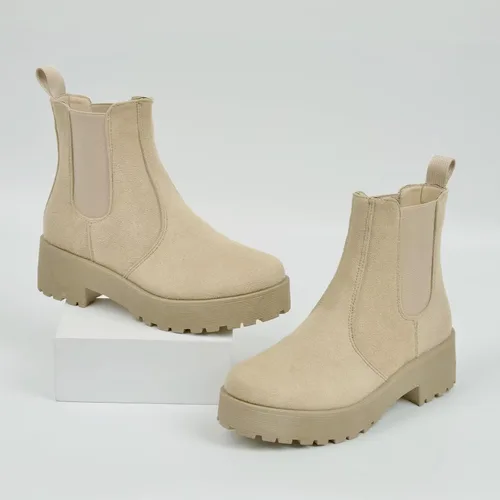Miniatura 5 de MUSSHOE Chelsea Chunky Heel Boots Womens Fall Ankle Platform Boot Slip On Winter Moto Booties for Women Trendy Comfy