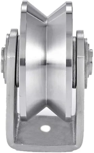 Miniatura 8 de U Groove 3in acero inoxidable resistente doble rodamiento rígido rueda de rodillo de puerta deslizante
