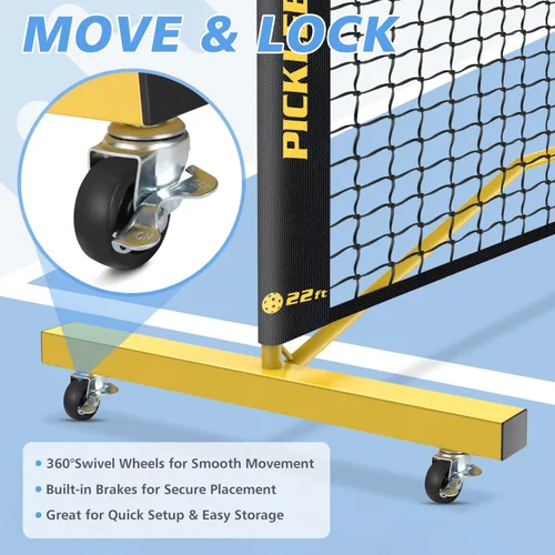 Miniatura 4 de Pickleball Net Set with 4 Fiberglass Paddles, Portable Pickleball Set with 4 Fiberglass Paddles, 6 Balls & Carry Bag, Easy Setup for Driveway