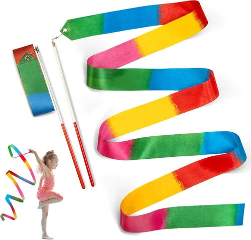 Miniatura 8 de Novelty Place Dance Ribbons Streamers - 6.6Ft Unisex Kids' Gymnastics Ribbon Wands - Perfect Rhythm Sticks for Talent Shows, Artistic Dancing, Baton