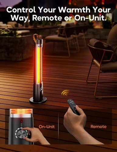 Miniatura 6 de Calentador de exterior para patio, calentadores eléctricos infrarrojos de 32 pulgadas para interiores con control remoto, 1500 W, oscilación de 60°