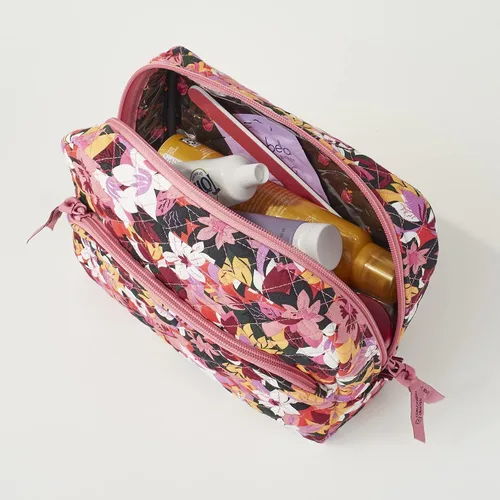 Miniatura 3 de Vera Bradley Bolsa organizadora de maquillaje cosmético grande de sarga de rendimiento para mujer